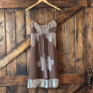 Vintage Nicole Miller Brown and Silver Dress